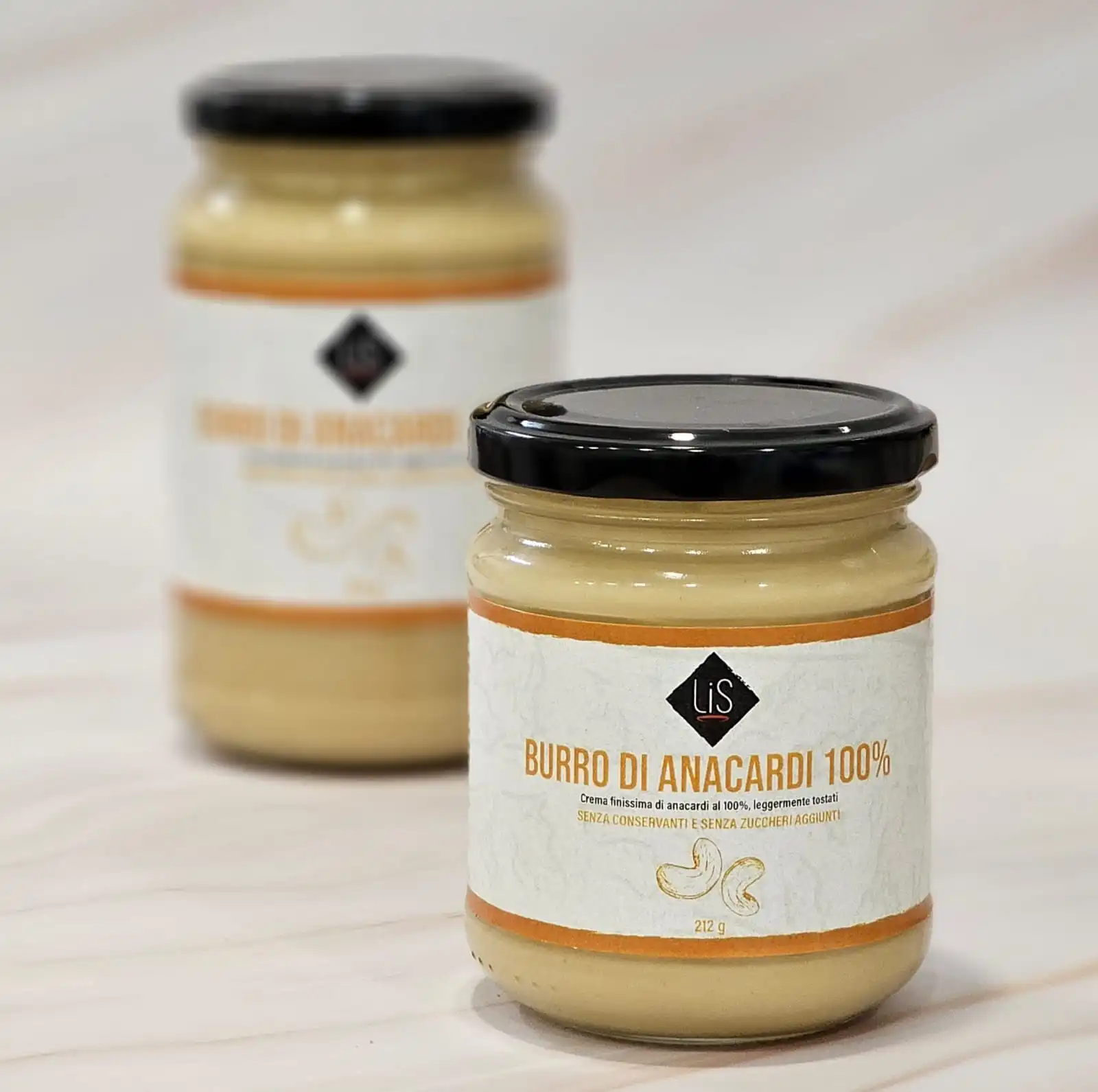 Burro di anacardi LiS 212g, crema artigianale senza conservanti né zuccheri aggiunti