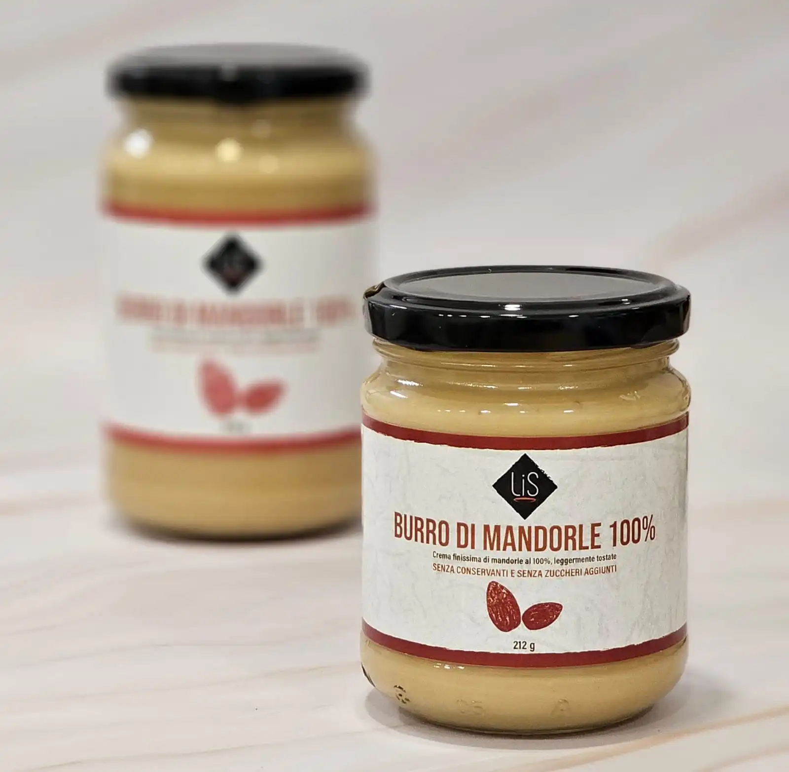 Burro di maandorleo artigianale LiS 212g, crema spalmabile senza zucchero e conservanti