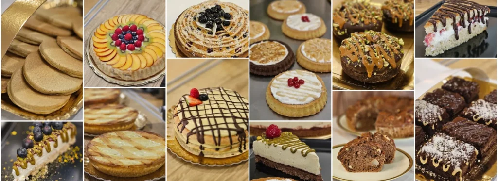un collage delle torte e dei prodotti di pasticceria fit-food creati da LiS Store